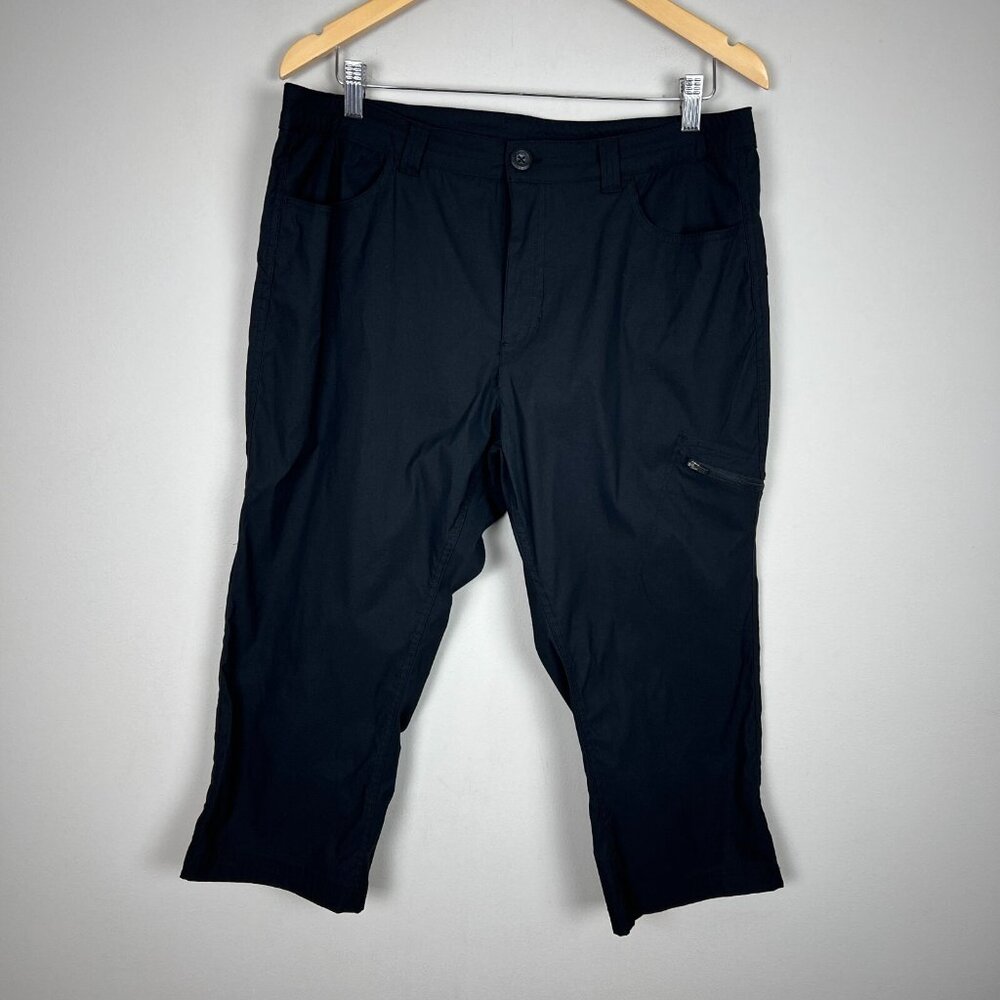 Eddie Bauer Capri Pants Womens 14 Black Tech Stretch Outdoor‎ Lightweight Travel